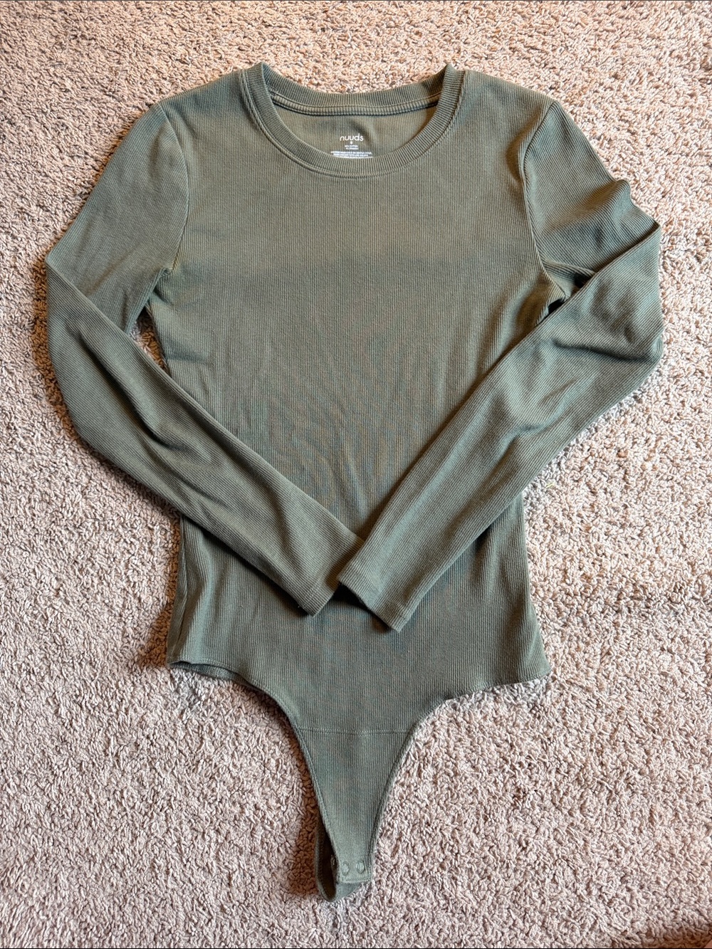 Nuuds long sleeve ribbed crewneck bodysuit: dark olive